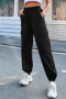s-xl new casual no-stretch solid color high-waist harem pants_Black