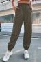 s-xl new casual no-stretch solid color high-waist harem pants_Black_Dark Green