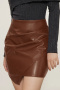 s-xl new no-stretch 6-color patchwork pu irregular high-waist mini skirts_Black_Red_Rose Red_Green_Sea Blue_Brown