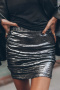 sexy slight stretch new 3 colors holographic high-waist mini skirt_Dark Gray