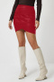new no-stretch patchwork pu 13-color irregular mini skirts_Black_Red
