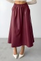 stylish slight stretch pu leather pure color high waist all-match midi skirt_Black_Rose Red