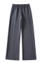 casual slight stretch 5 colors high waist straight pants(size run small)_Black_Dark Gray