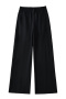 casual slight stretch 5 colors high waist straight pants(size run small)_Black