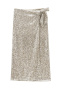 solid color new non-stretch sequin stylish casual lace-up skirt_Black_Champagne