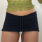 sexy slight stretch solid low waist slit drawstring slim mini skirt (with lined)_Black