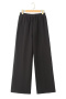 new casual slight stretch 4-color patchwork flannel high-waist wide-leg pants_Black