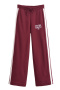 casual non-stretch letter printing drawstring high-waist loose pants_Rose Red