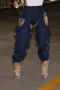 plus size pure color slight stretch hollow zip-up casual jeans_Sky Blue_Dark Blue