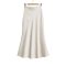 casual slight stretch high waist zip-up simple maxi skirt_Black_White_Rose Red_Khaki _Brown_Silver_Champagne