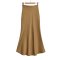 casual slight stretch high waist zip-up simple maxi skirt_Black_White_Rose Red_Khaki 