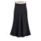 casual slight stretch high waist zip-up simple maxi skirt_Black