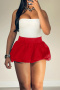 sexy slight stretch pure color bubble mini skirts_Red
