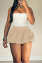 sexy slight stretch pure color bubble mini skirts_Red_Dark Green_Khaki