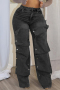 s-3xl stylish slight stretch removable button high waist straight leg jeans_Dark Gray