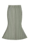 casual slight stretch ribbed knit high-waist midi skirt(size run small)_Black_Green