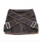 casual non-stretch pu high-waist zip-up mini skirt(size run small)_Black_Brown