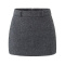 new high-waisted solid color non-stretch tweed a-line skirt size run small_Dark Gray