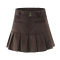 slight stretch corduroy with line high waist a-line pleated skirt size run small_Gray_Brown
