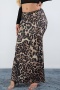 casual slight stretch leopard printing high-waist maxi skirt_Rose Red_Brown