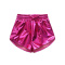stylish non-stretch 5-colors solid color drawstring holographic loose shorts_Black_Pink_Magenta
