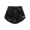 stylish non-stretch 5-colors solid color drawstring holographic loose shorts_Black