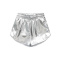 stylish non-stretch 5-colors solid color drawstring holographic loose shorts_Black_Pink_Magenta_Gold_Silver