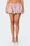 stylish non-stretch 4-colors plaid print low waist with lined skirt_Black_Pink