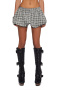 stylish non-stretch 4-colors plaid print low waist with lined skirt_Black