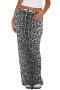 casual slight stretch 3 color leopard printing high-waist maxi skirt_Black_Gray