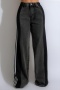 casual plus size slight stretch stitching 4 colors all-match straight jeans_Black