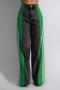 casual plus size slight stretch stitching 4 colors all-match straight jeans_Black_White_Red_Green