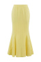 casual stretch jacquard solid color high waist mermaid hem knit maxi skirt_Black_Yellow
