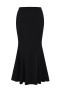 casual stretch jacquard solid color high waist mermaid hem knit maxi skirt_Black