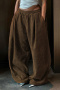 new slight stretch pure color loose high waist casual straight pants_Black_Pink_Haze Blue_Dark Blue_Khaki _Brown