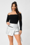 stylish plus size slight stretch 3 colors all-match cargo skort(only skort)_Black_Light Green_Silver
