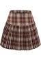 stylish non-stretch plaid print high waist pleated mini skirt size run small_Black_Rose Red