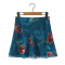 casual non-stretch flower batch printing high-waist mini skirt(size run small)_Black_Blue