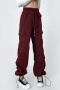 casual non-stretch drawstring high-waist loose cargo pants(size run small)_Gray_Rose Red