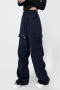 casual non-stretch drawstring high-waist loose cargo pants(size run small)_Gray_Rose Red_Dark Blue