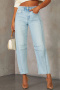 casual no-stretch plus-size patchwork 3-color high-waist wide-leg jeans_Dark Gray_Sky Blue