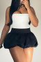 new sexy slight stretch 6-color patchwork mini bubble skirt_Black