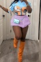new sexy slight stretch 6-color patchwork mini bubble skirt_Black_White_Orange_Sky Blue_Light Purple