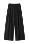 casual non-stretch 8 colors solid color high-waist pants_Black