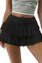 new stylish slight stretch 6-colors patchwork lace mini skirts new add color_Black