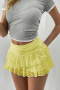 new stylish slight stretch 4-color patchwork lace mini tiered skirts_Black_White_Yellow