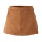casual non-stretch suede fabric simple zip-up solid color mini skirt(with lined)_Black_Khaki
