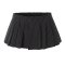 casual slight stretch stripe batch printing pleated mini skirt(with lined)_Black
