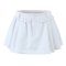 casual slight stretch solid button pocket pleated puffy mini skirt(with lined)_Black_White