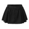 casual slight stretch solid button pocket pleated puffy mini skirt(with lined)_Black
